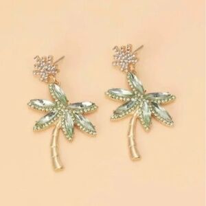 💍 FREE Palm Tree Plant Boho Peasant Rhinestone Hipster Hippie Art Earrings